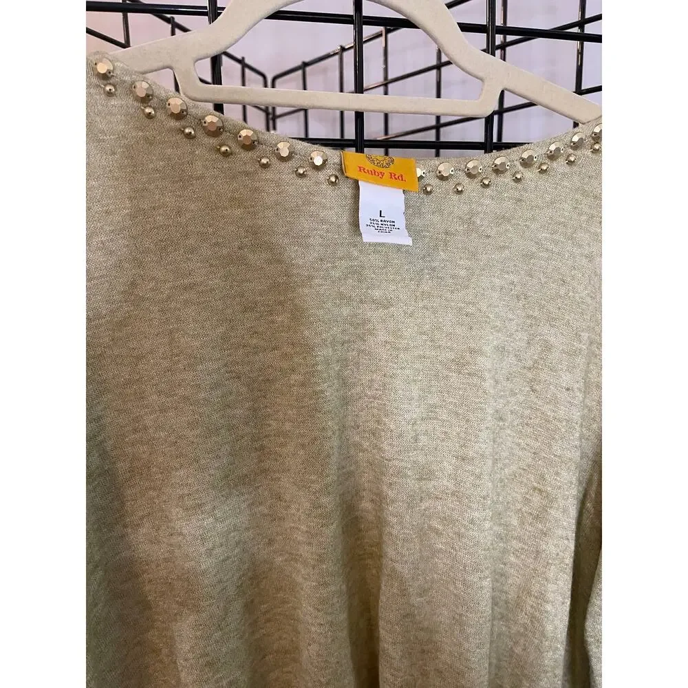 Ruby Rd Embellished Top Sz L - Picture 2 of 3